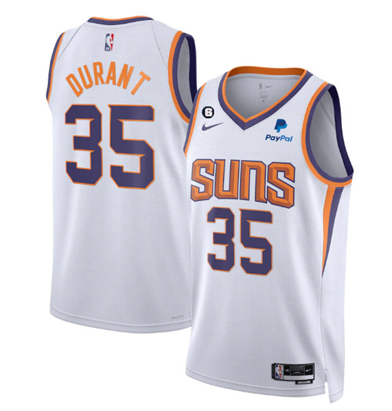 Men%27s Phoenix Suns #35 Kevin Durant White Association Edition With No.6 Patch Stitched Basketball Jersey->phoenix suns->NBA Jersey